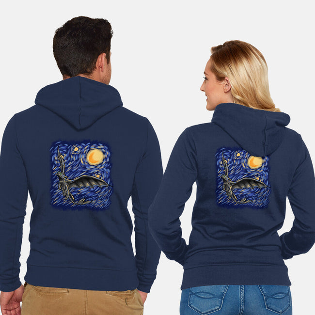 Dragon Starry Night-Unisex-Zip-Up-Sweatshirt-nickzzarto