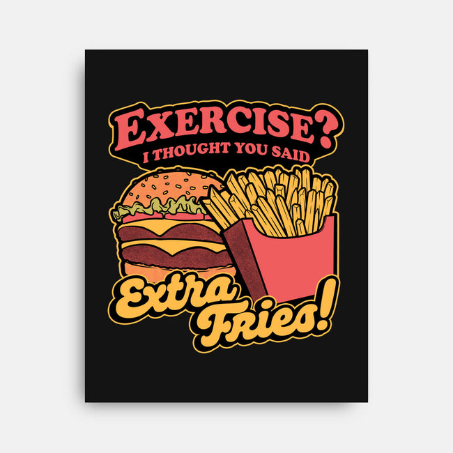 Burger Fries Exercise-None-Stretched-Canvas-Studio Mootant