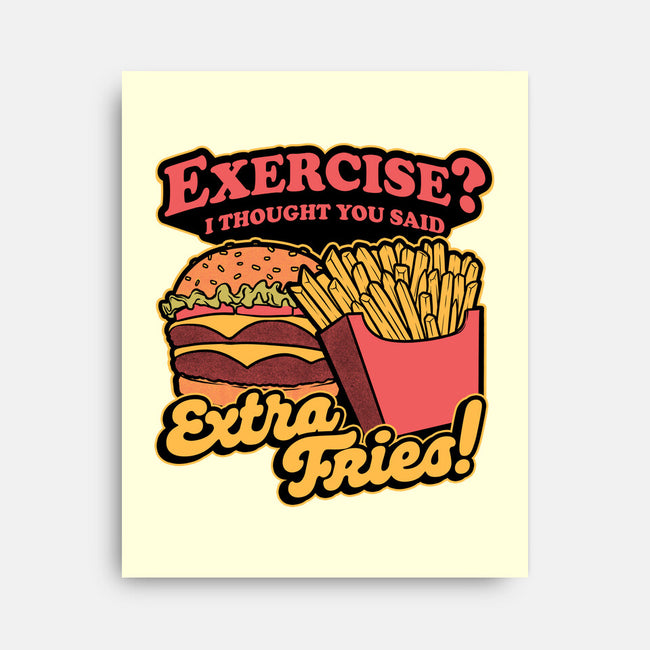 Burger Fries Exercise-None-Stretched-Canvas-Studio Mootant