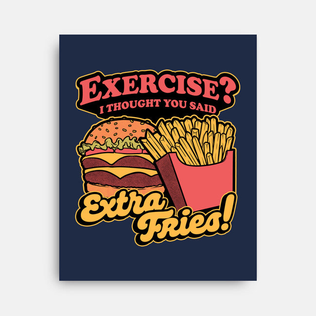 Burger Fries Exercise-None-Stretched-Canvas-Studio Mootant