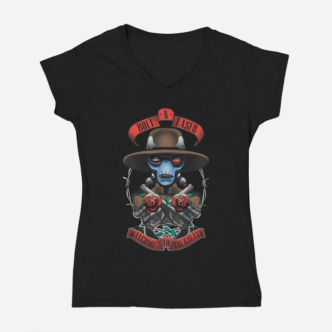 Bolt N Laser-Womens-V-Neck-Tee-Samuel