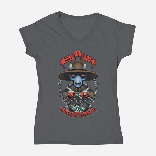 Bolt N Laser-Womens-V-Neck-Tee-Samuel