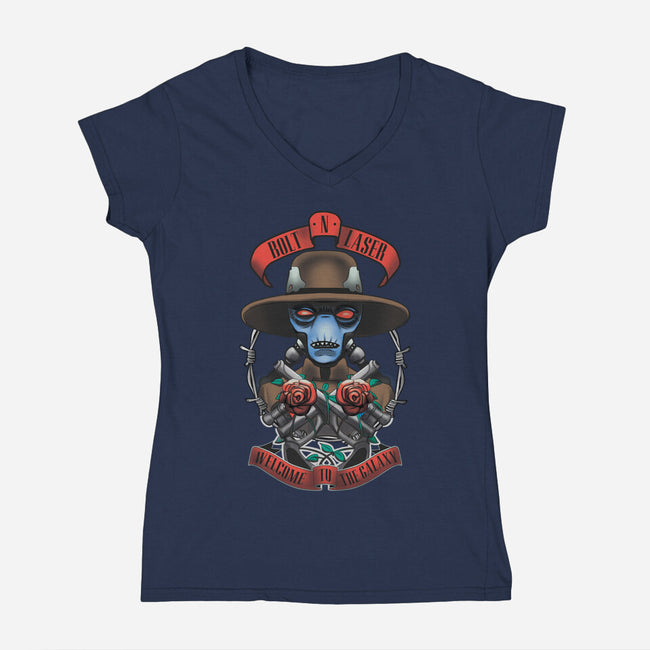Bolt N Laser-Womens-V-Neck-Tee-Samuel