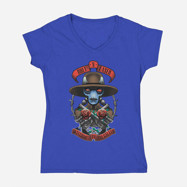 Bolt N Laser-Womens-V-Neck-Tee-Samuel