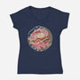 Straw Hat Wave-Womens-V-Neck-Tee-glitchygorilla