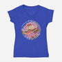 Straw Hat Wave-Womens-V-Neck-Tee-glitchygorilla