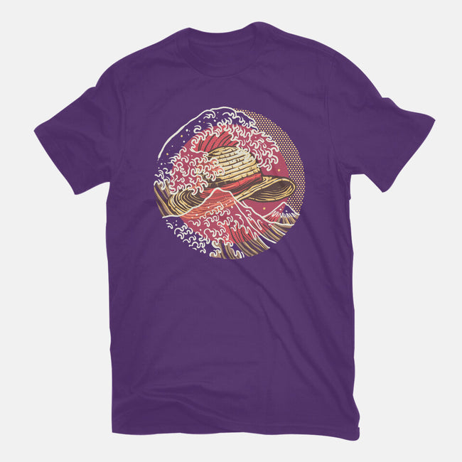 Straw Hat Wave-Womens-Fitted-Tee-glitchygorilla