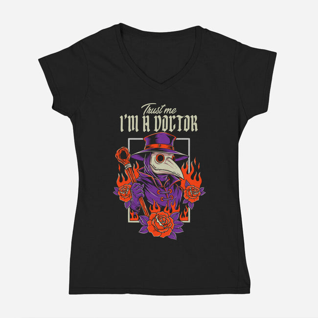 Trust The Doctor-Womens-V-Neck-Tee-P1yu5h