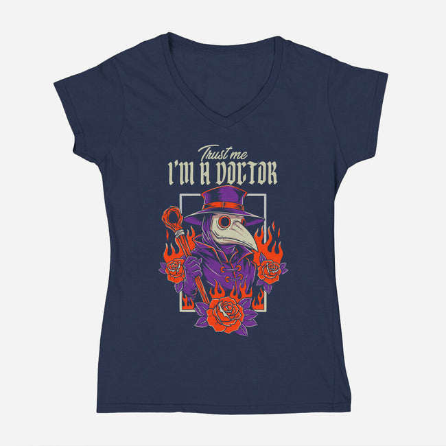 Trust The Doctor-Womens-V-Neck-Tee-P1yu5h