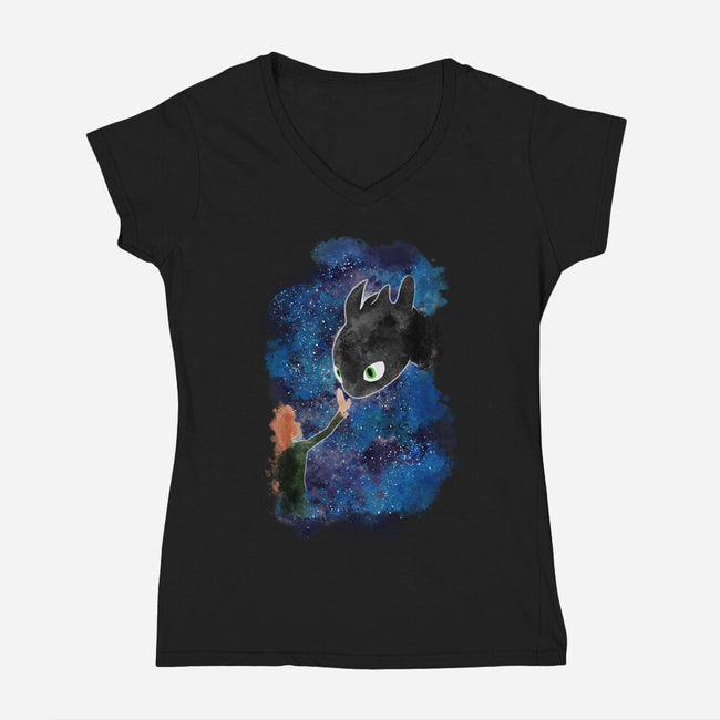 My First Dragon-Womens-V-Neck-Tee-nickzzarto