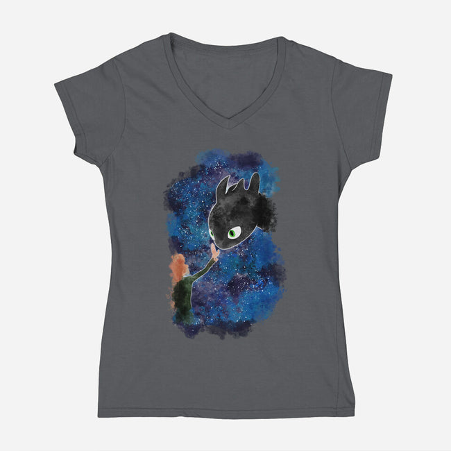 My First Dragon-Womens-V-Neck-Tee-nickzzarto