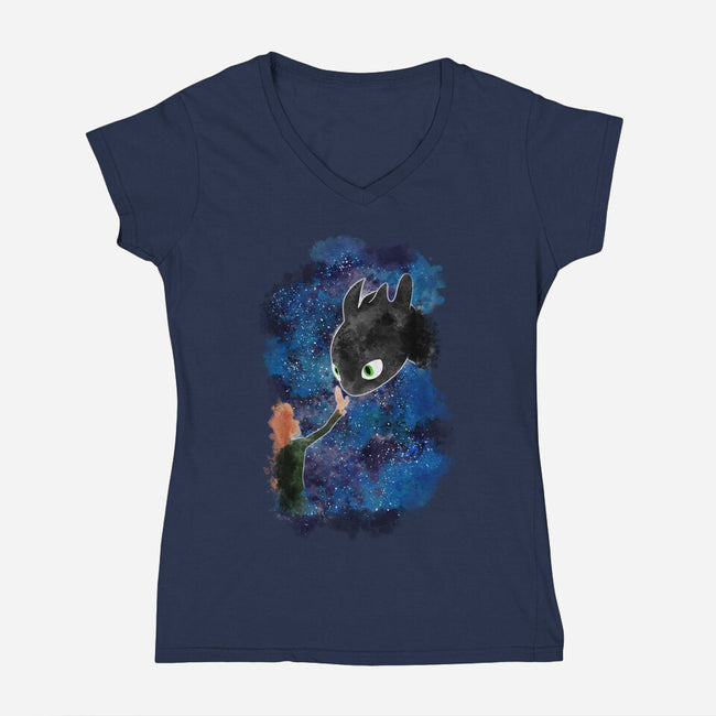 My First Dragon-Womens-V-Neck-Tee-nickzzarto