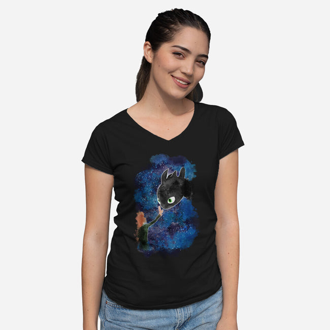 My First Dragon-Womens-V-Neck-Tee-nickzzarto