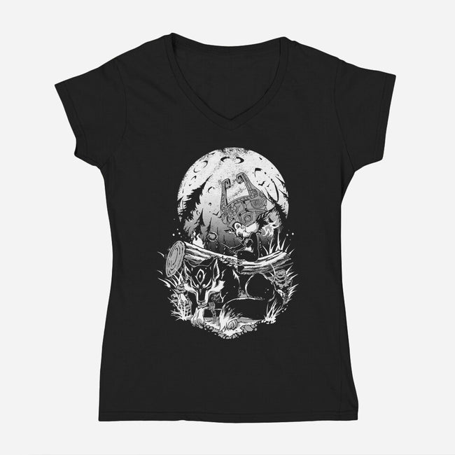 Sleeping Hero-Womens-V-Neck-Tee-Estudio Horta