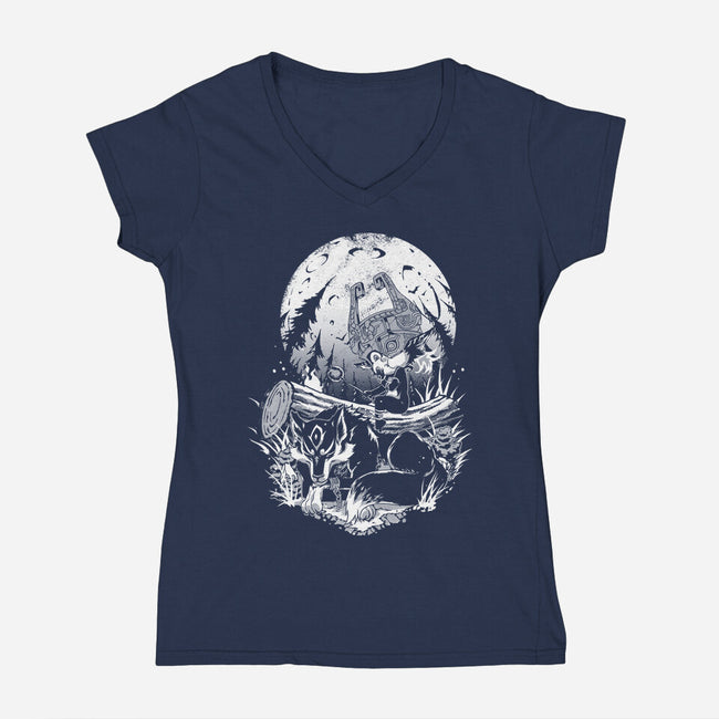 Sleeping Hero-Womens-V-Neck-Tee-Estudio Horta