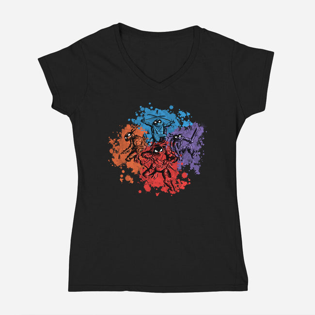 New Ninja Turtles-Womens-V-Neck-Tee-nickzzarto