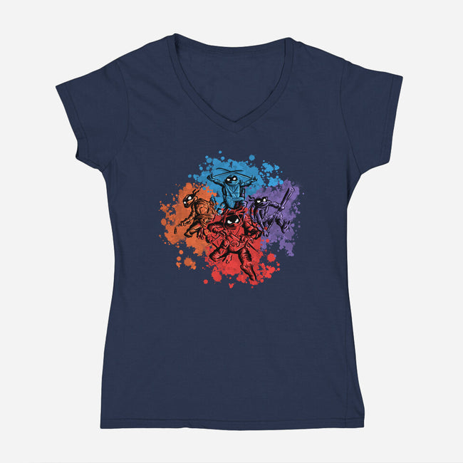 New Ninja Turtles-Womens-V-Neck-Tee-nickzzarto
