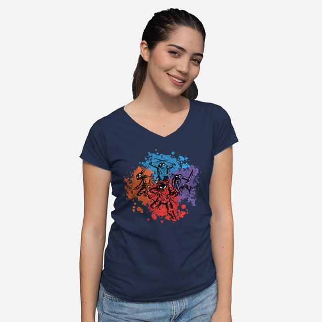 New Ninja Turtles-Womens-V-Neck-Tee-nickzzarto