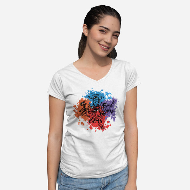 New Ninja Turtles-Womens-V-Neck-Tee-nickzzarto