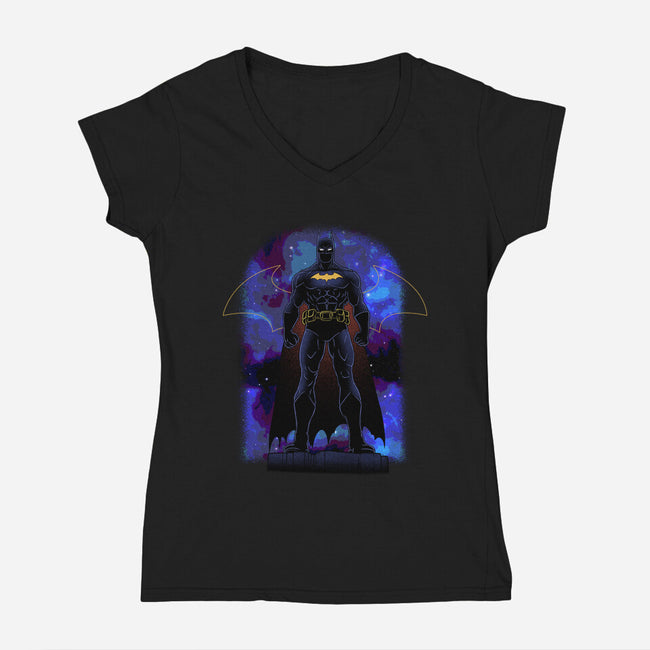 Bat Shadow Nebula-Womens-V-Neck-Tee-Astrobot Invention