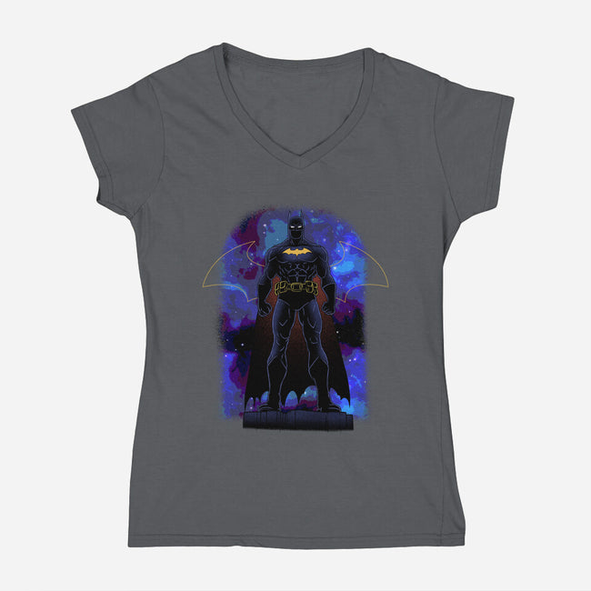 Bat Shadow Nebula-Womens-V-Neck-Tee-Astrobot Invention