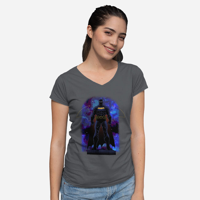Bat Shadow Nebula-Womens-V-Neck-Tee-Astrobot Invention