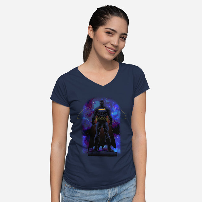 Bat Shadow Nebula-Womens-V-Neck-Tee-Astrobot Invention