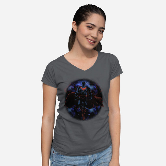 Super Shadow Nebula-Womens-V-Neck-Tee-Astrobot Invention