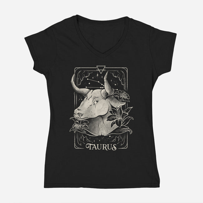 Taurus Tarot-Womens-V-Neck-Tee-eduely