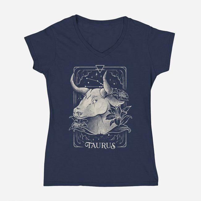 Taurus Tarot-Womens-V-Neck-Tee-eduely