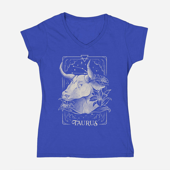 Taurus Tarot-Womens-V-Neck-Tee-eduely