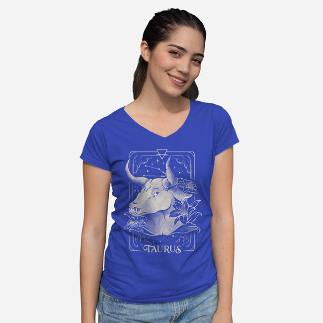 Taurus Tarot-Womens-V-Neck-Tee-eduely