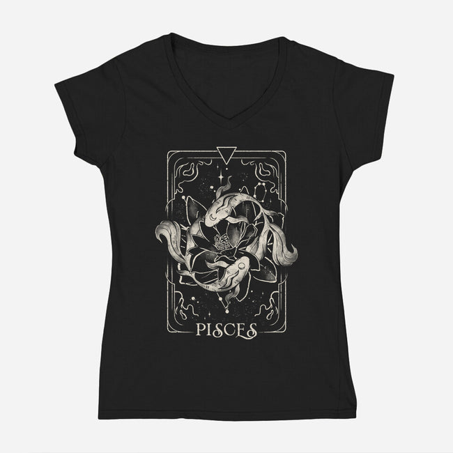 Pisces Tarot-Womens-V-Neck-Tee-eduely