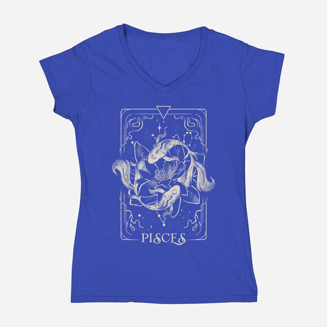 Pisces Tarot-Womens-V-Neck-Tee-eduely