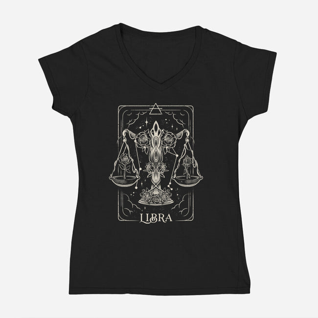 Libra Tarot-Womens-V-Neck-Tee-eduely