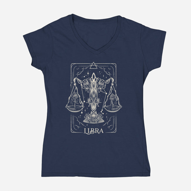 Libra Tarot-Womens-V-Neck-Tee-eduely