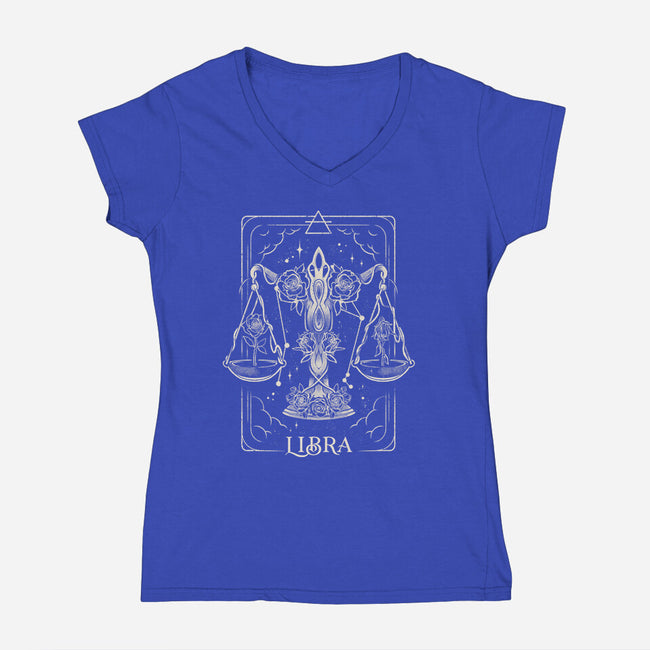 Libra Tarot-Womens-V-Neck-Tee-eduely