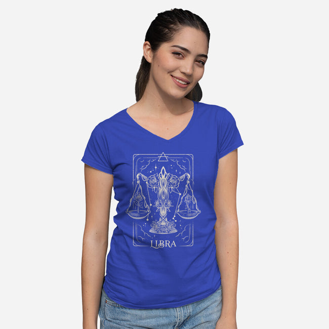 Libra Tarot-Womens-V-Neck-Tee-eduely