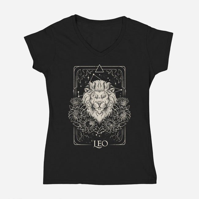 Leo Tarot-Womens-V-Neck-Tee-eduely