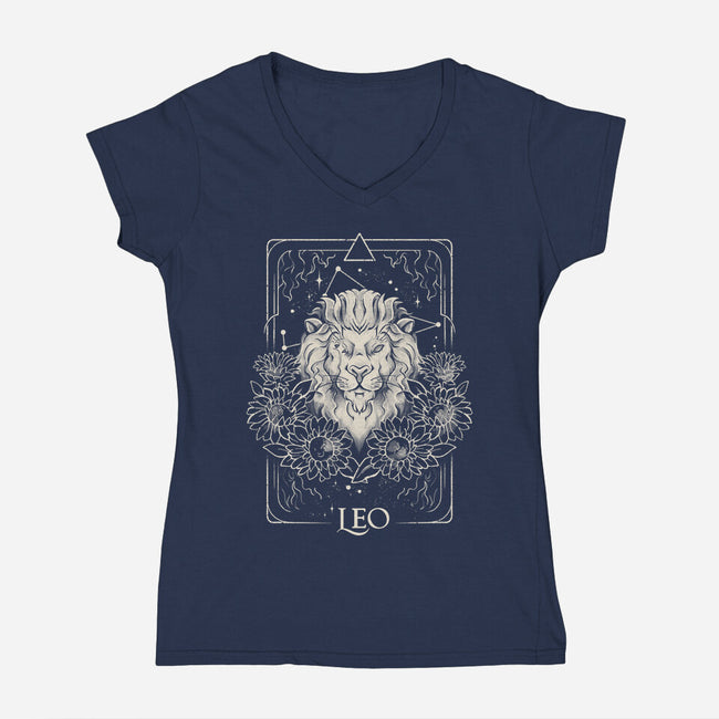 Leo Tarot-Womens-V-Neck-Tee-eduely