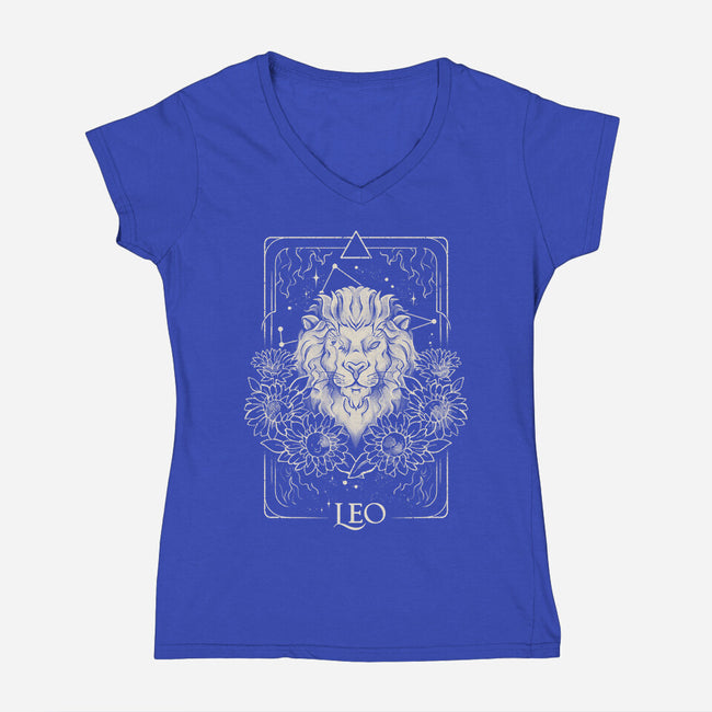 Leo Tarot-Womens-V-Neck-Tee-eduely