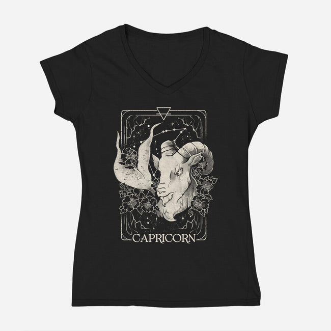 Capricorn Tarot-Womens-V-Neck-Tee-eduely