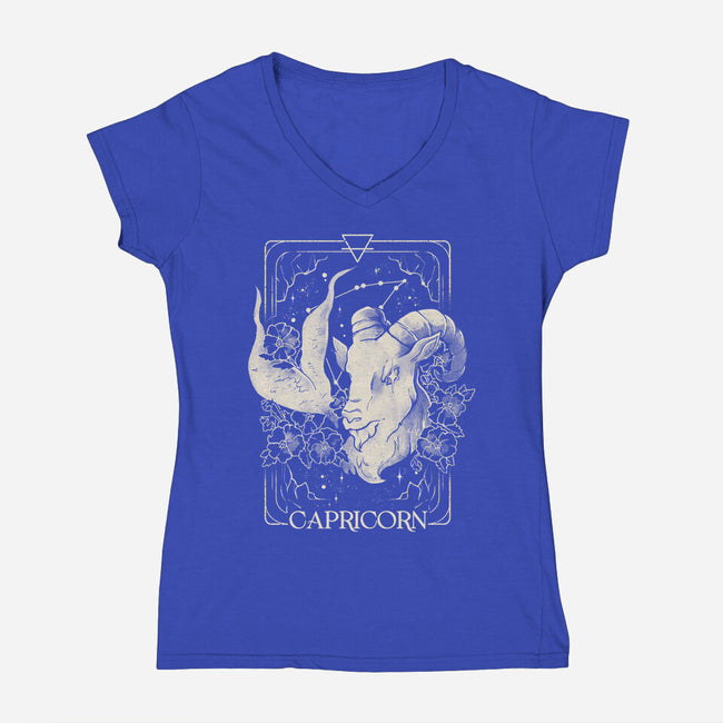 Capricorn Tarot-Womens-V-Neck-Tee-eduely