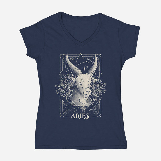 Aries Tarot-Womens-V-Neck-Tee-eduely