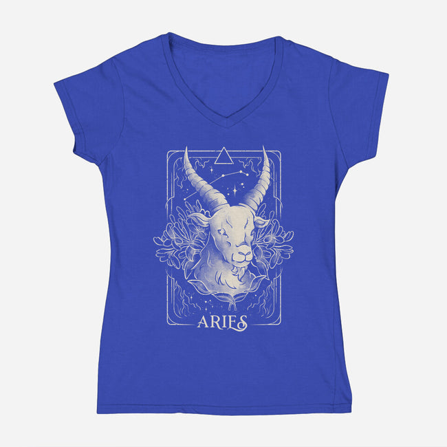 Aries Tarot-Womens-V-Neck-Tee-eduely