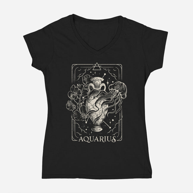 Aquarius Tarot-Womens-V-Neck-Tee-eduely