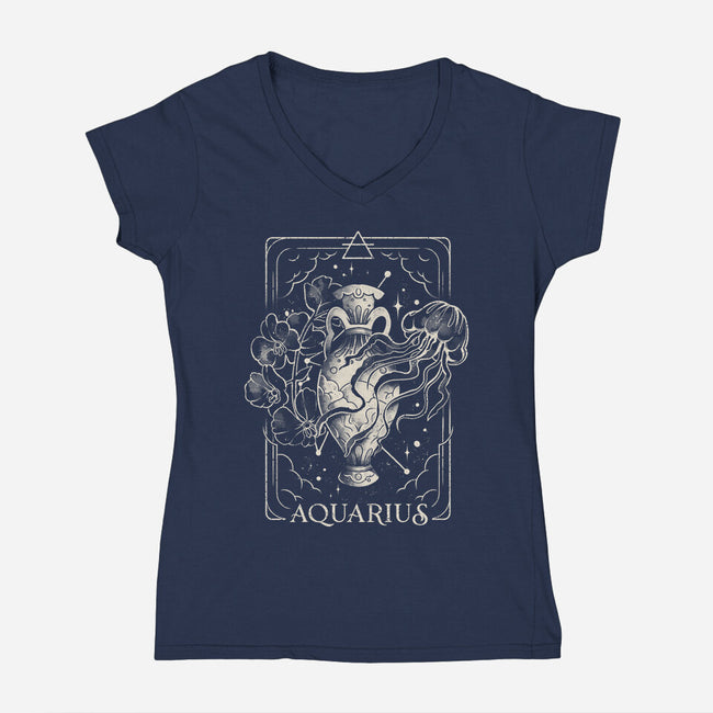 Aquarius Tarot-Womens-V-Neck-Tee-eduely