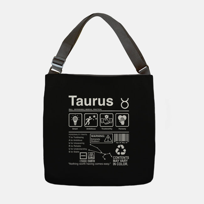 Taurus Label-None-Adjustable Tote-Bag-DrMonekers