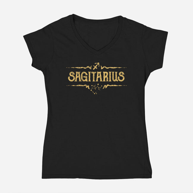 Vintage Sagitarius-Womens-V-Neck-Tee-kg07