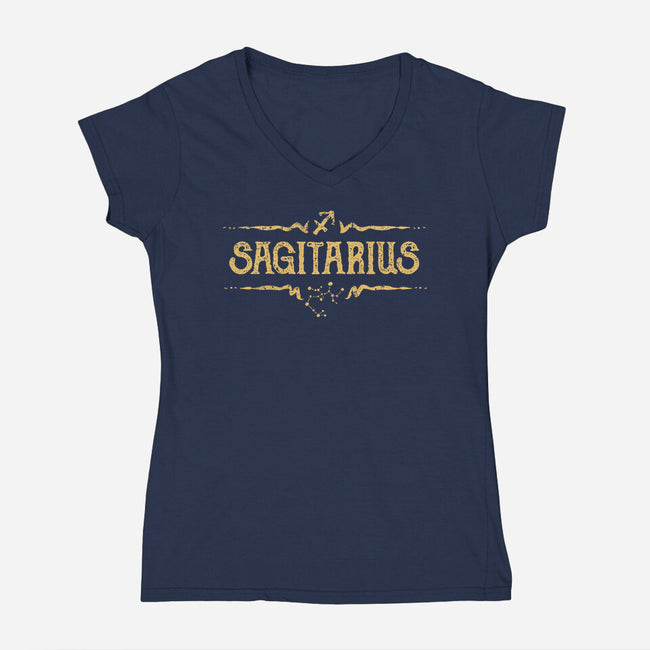 Vintage Sagitarius-Womens-V-Neck-Tee-kg07